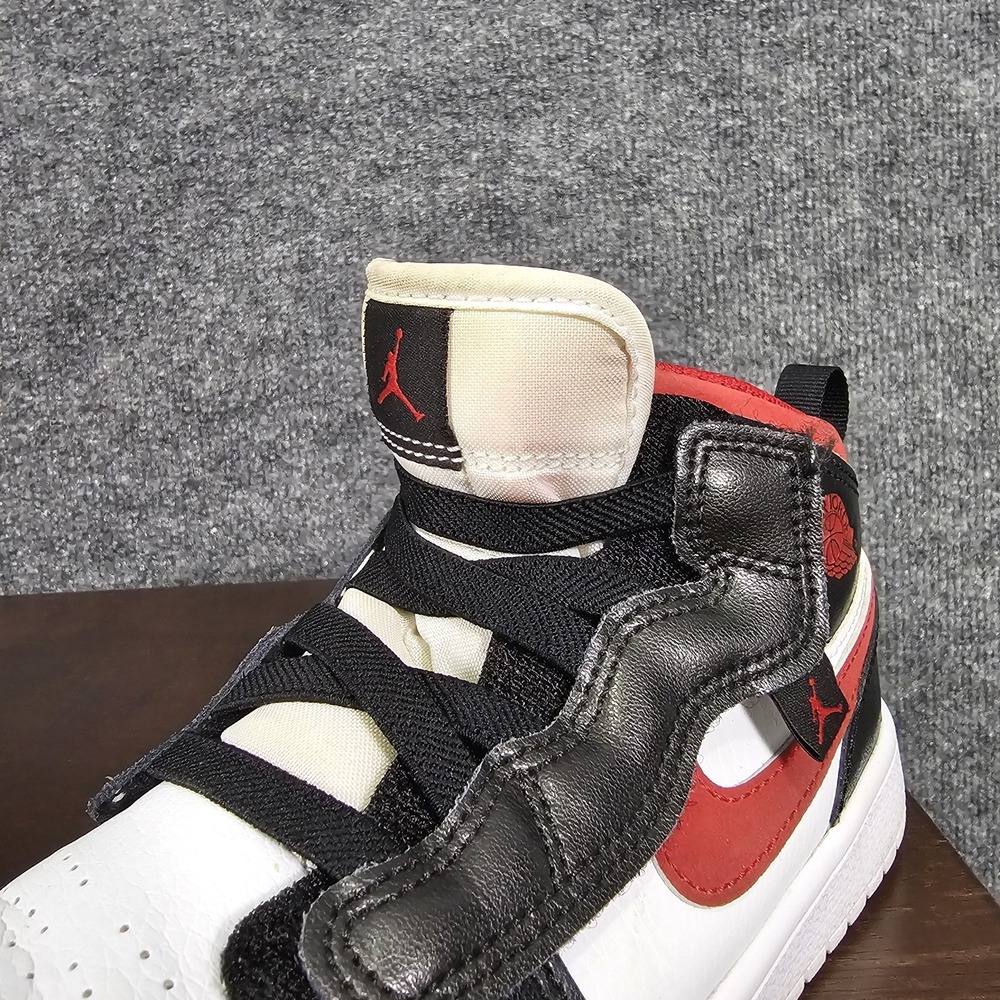 Nike Air Jordan 1 Mid AR6351-122 Red Black White Leather Sneaker Toddler Size 2Y - Picture 9 of 11